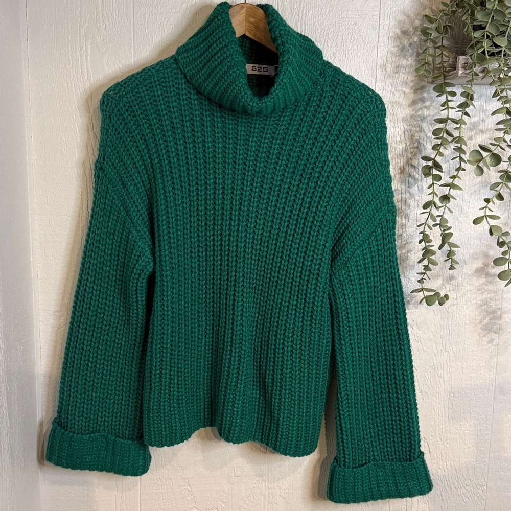 VIDA turtleneck shaker pullover NWOT jewel green - Picture 1 of 7